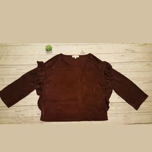 Two By Vince Camuto Burgundy Ruffle Blouse Size M